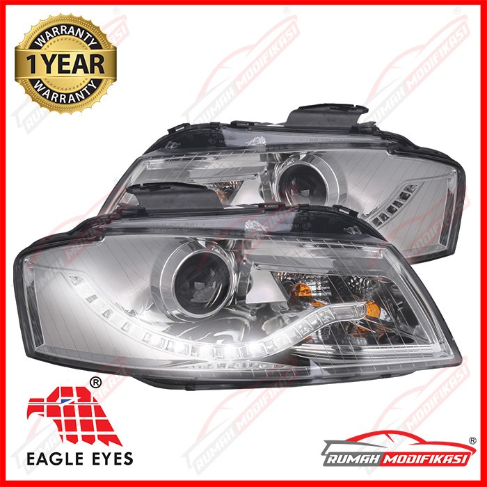 HEADLAMP - AUDI A3 2003-2005 - EAGLEEYES - STARLINE - LED - CHROME
