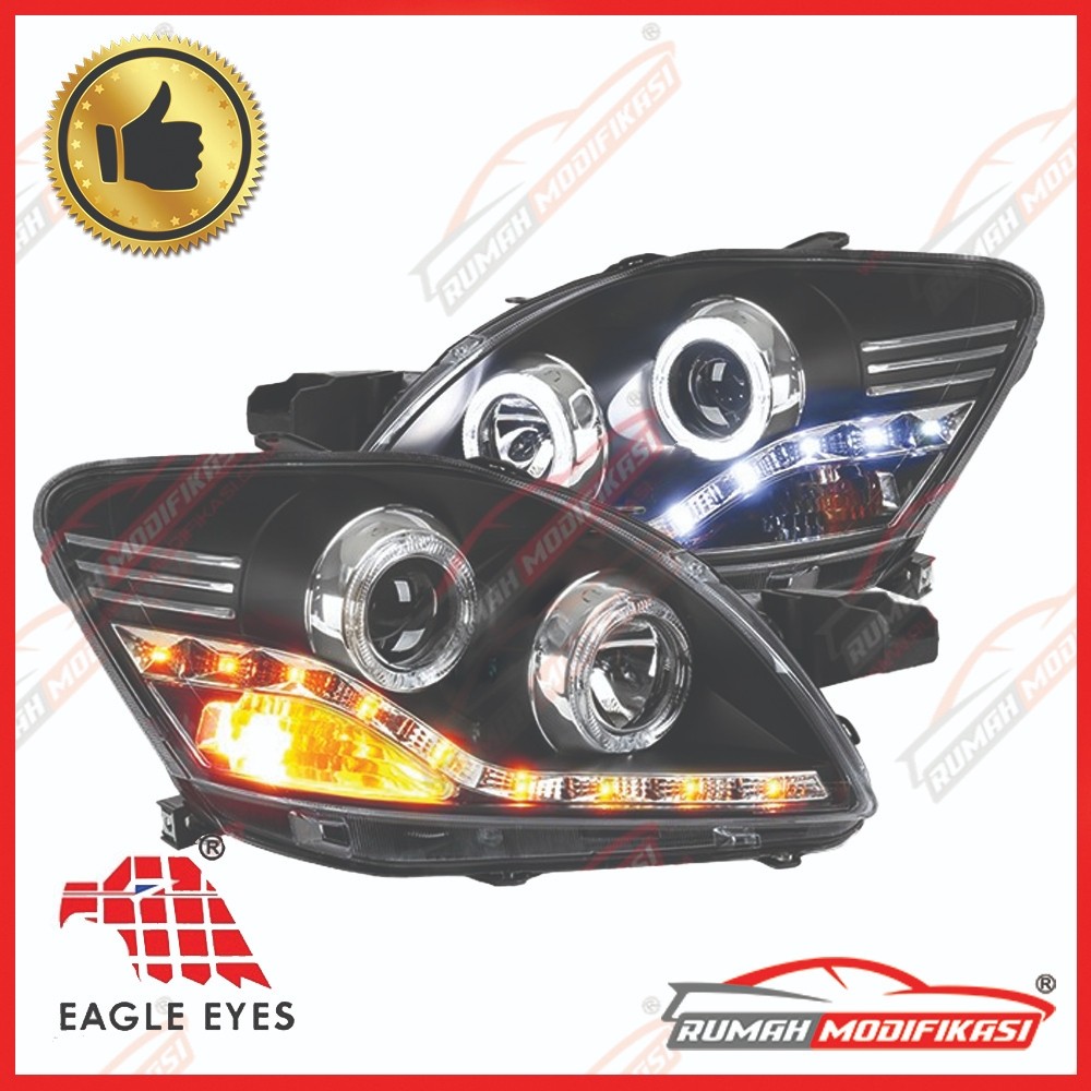 HEADLAMP - TOYOTA VIOS 2007-2012 - STARLINE - LED - BLACK - SEQUENTIAL