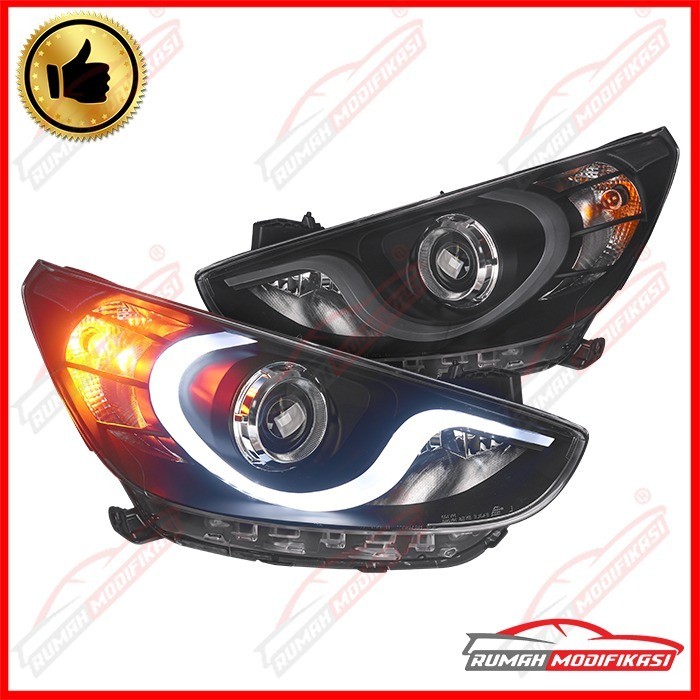 HEAD LAMP - HYUNDAI ACCENT 2012-2014 - BLACK PROJECTOR - EAGLE EYES