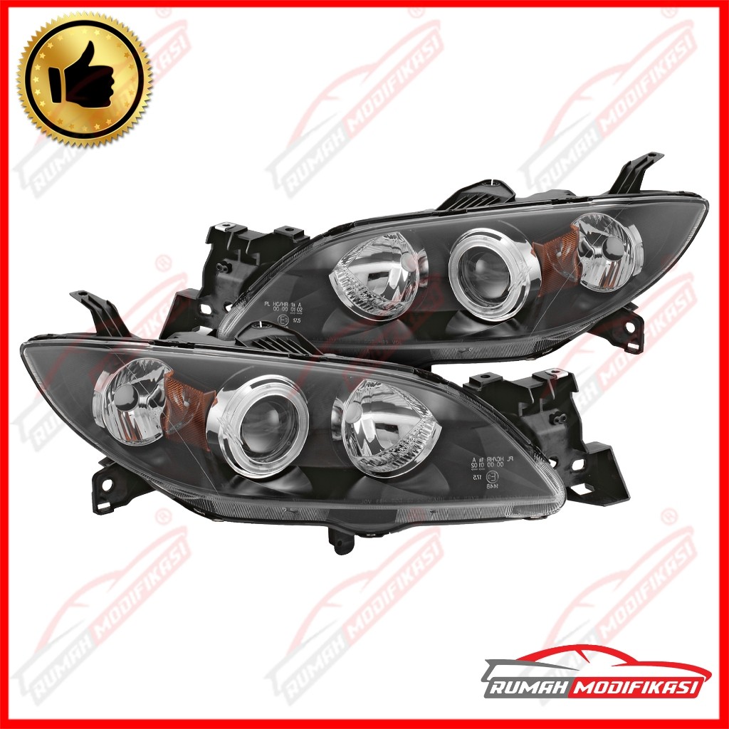 HEADLAMP - MAZDA 3 2004-2009 - PROJECTOR - EAGLEEYES - BLACK CHROME