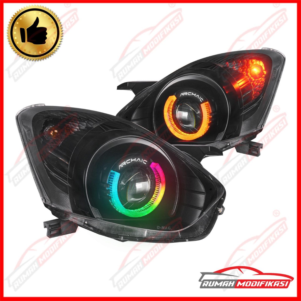 Headlamp Agya Ayla Gen 1 2013 - 2016 Biled 50w Super Terang RGB Rumah Modifikasi